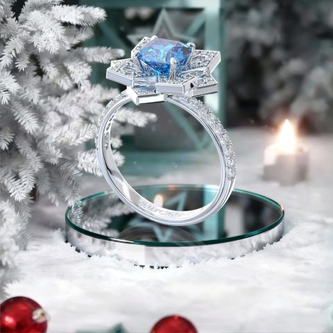 1,25 ct Fancy Intense Blue Radiant Diamond Ring (1)