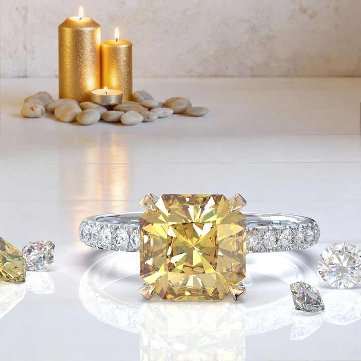 Radiant 2.06 ct Fancy Intense Yellow 濃彩黃鑽鑽戒.1191