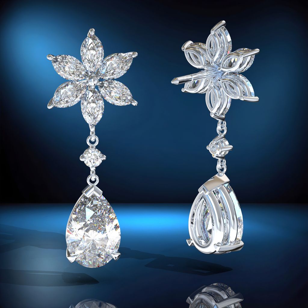 Dazzling1ct Pear Diamond Earring 3