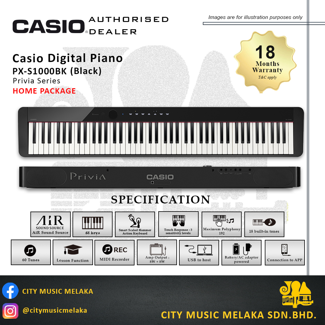Casio Privia PX SBK Black  Key Digital Piano [Home Package