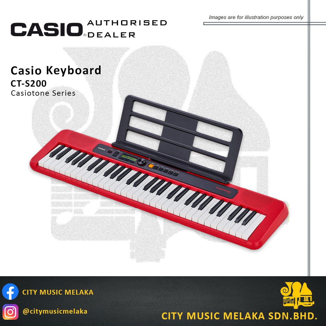 Casio CT-S200 61-Key Casiotone Portable Keyboard - Red [HOME PACKAGE] –  City Music Melaka