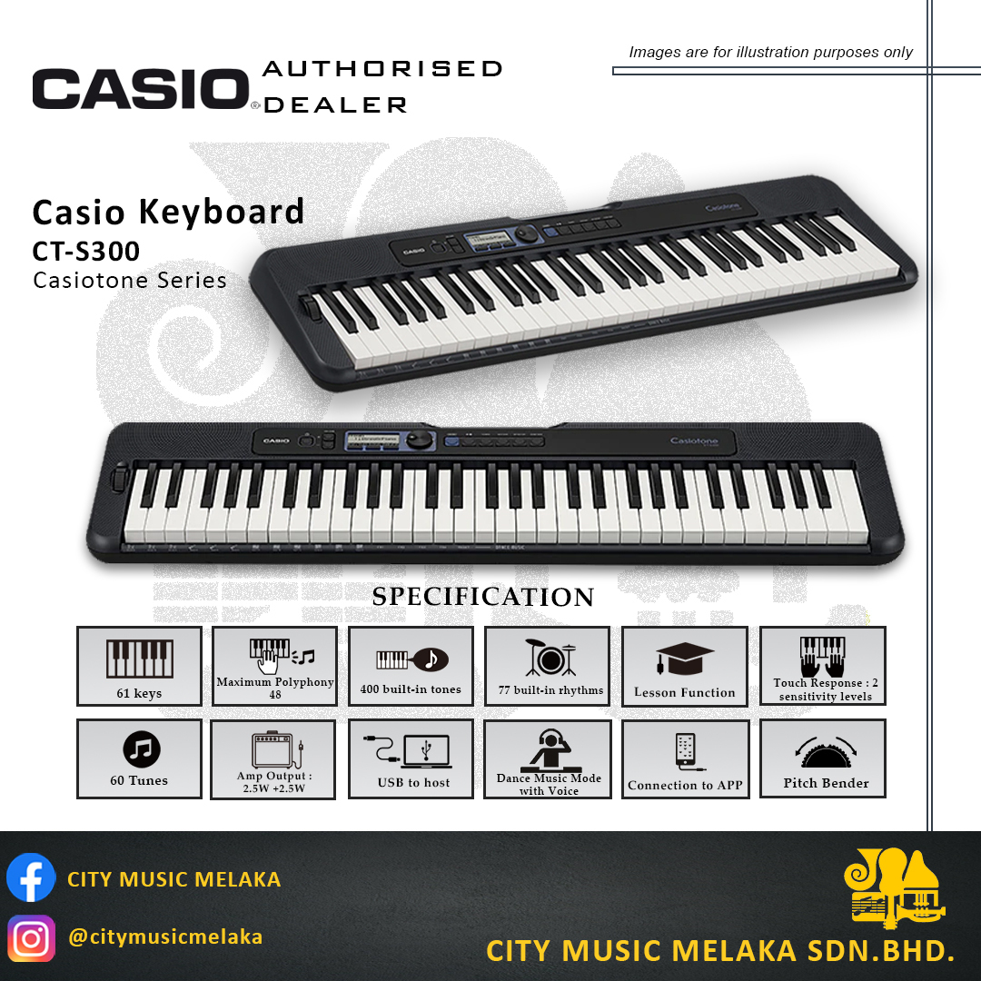 Casio CT-S300 61-Key Casiotone Portable Keyboard [BASIC PACKAGE] – City  Music Melaka