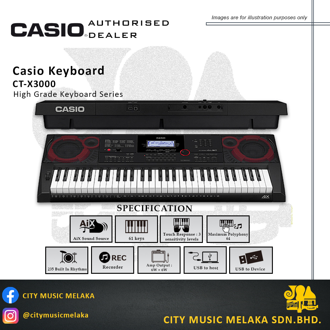 Casio CT-X3000 High Grade Portable Keyboard [GIG PACKAGE] – City Music  Melaka