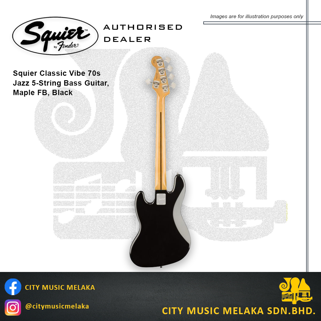 Squier Classic Vibe 70s Jazz 5-String Bass Guitar, Maple FB, Black - 1.jpg