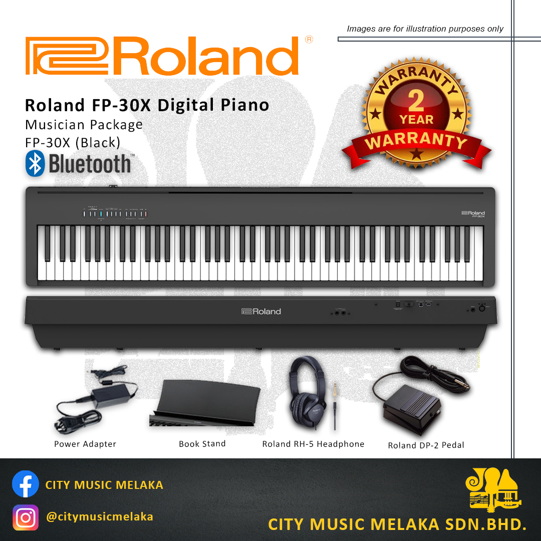 Roland Digital Piano FP30X Black Musician Package – City Music Melaka