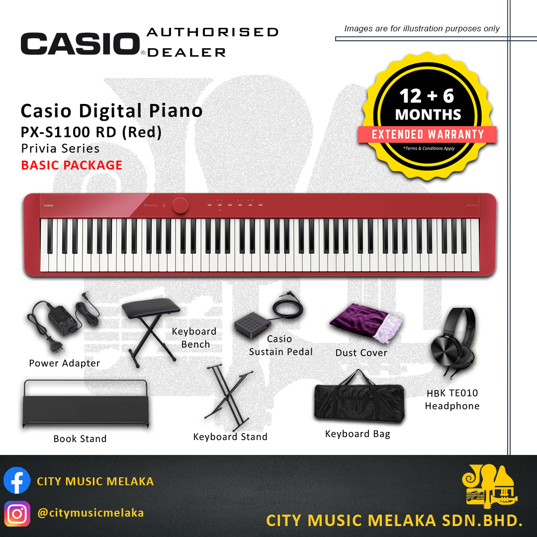 Casio Privia PX-S1100 Digital Piano - Red