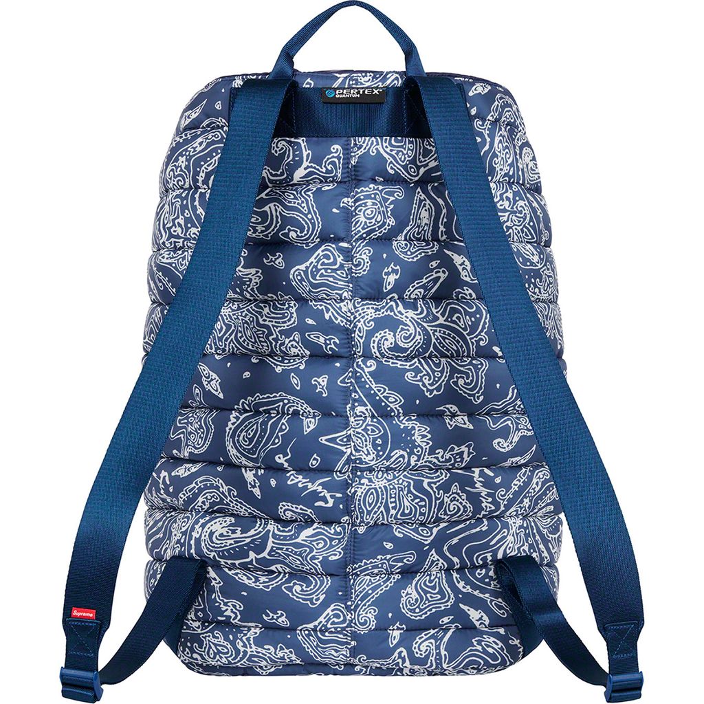 FILL THE BAG 🎒 . Supreme Puffer Backpack Blue Paisley . Available In  Store & Online 🛒 . WWW.THEBACKDOOR.CO.ZA 💻 . 81 MILFORD AVENUE…