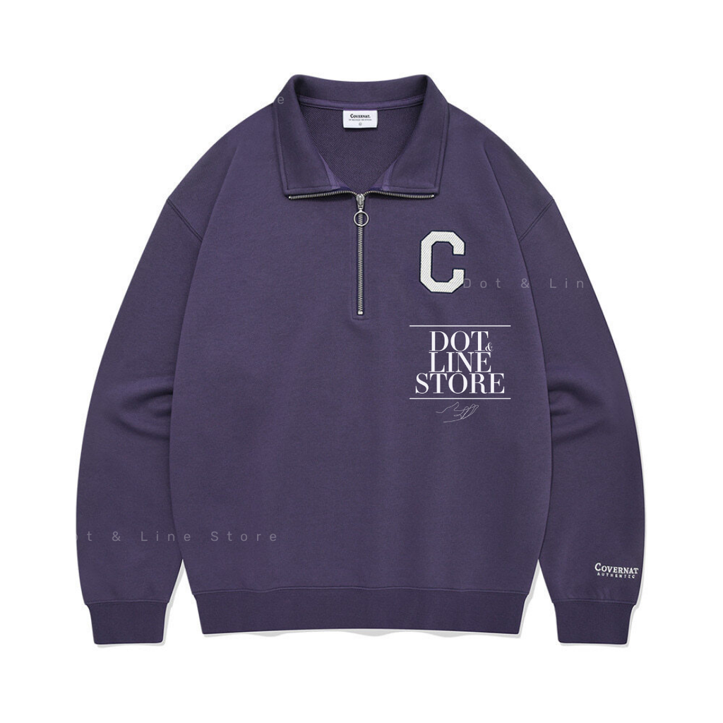 スウェット・トレーナー COVERNAT C Logo Half Zip-up Man to Man Purple Covernat C Logo Half Zip-Up Sweatshirt – Dot & Line Store