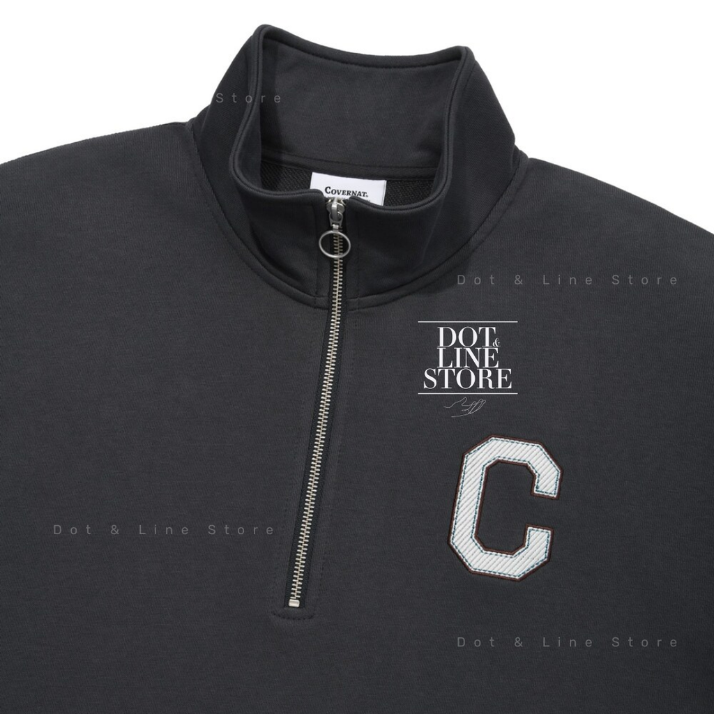 スウェット・トレーナー COVERNAT C logo half zip-up sweatshirt black Covernat C Logo Half Zip-Up Sweatshirt – Dot & Line Store
