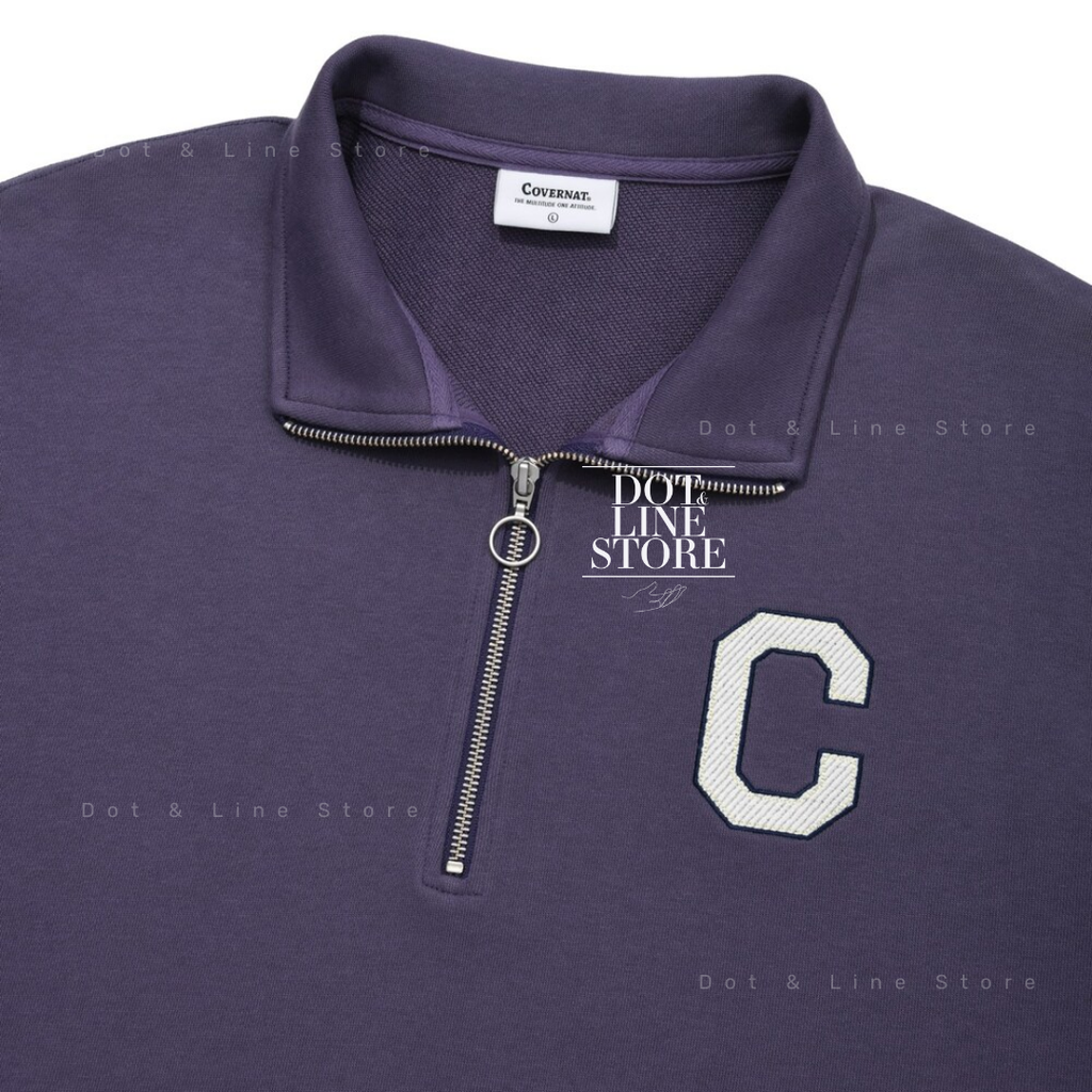 スウェット・トレーナー COVERNAT C Logo Half Zip-up Man to Man Purple Covernat C Logo Half Zip-Up Sweatshirt – Dot & Line Store