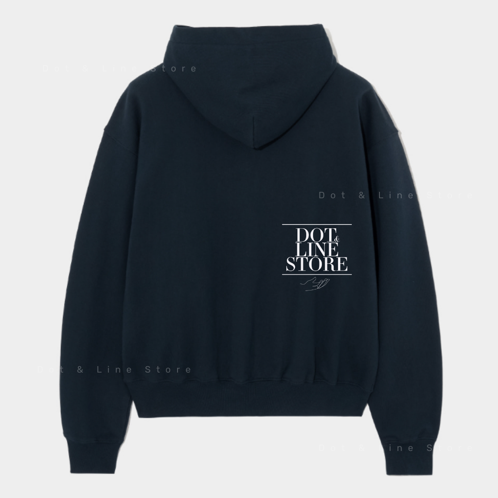 ★SATUR★ Classic Small Logo Rivet Hood Classic Black SA251M SATUR Applique Rivet Hoodie – Dot & Line Store
