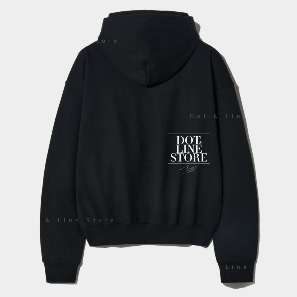 パーカー・フーディ SATUR Setter Applique Rivet Hood Classic Black SA241UTH09BK SATUR Applique Rivet Hoodie – Dot & Line Store