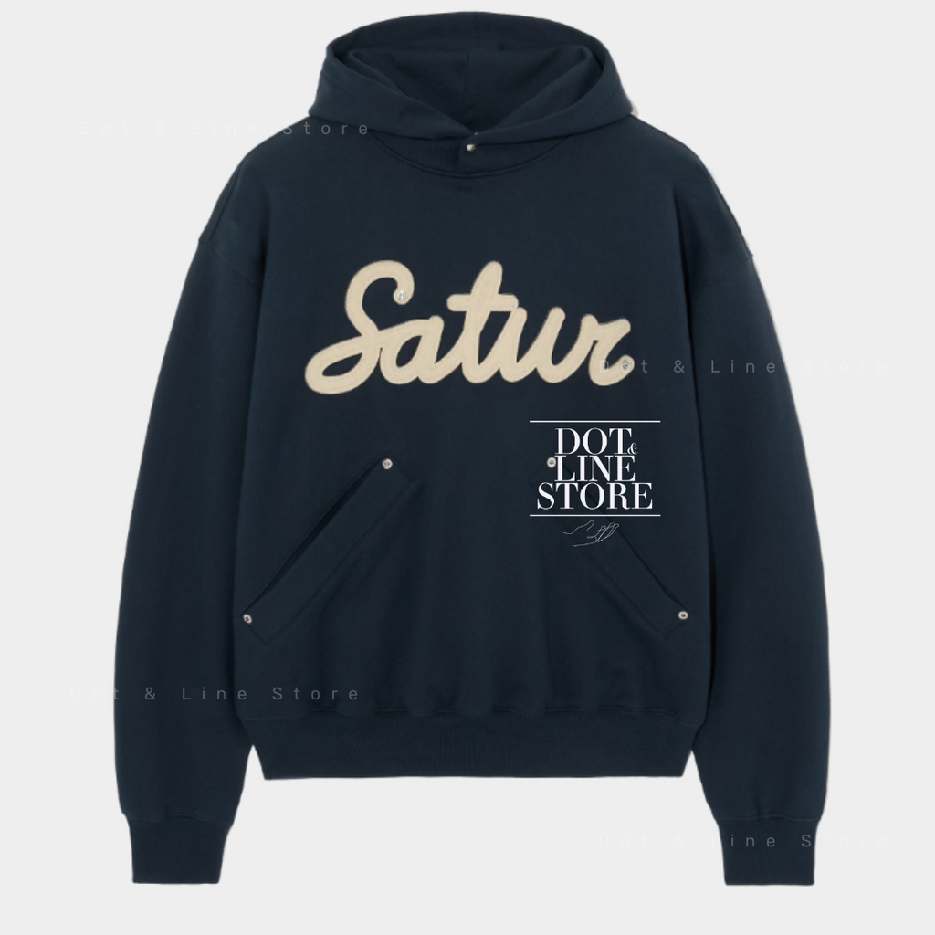 パーカー・フーディ SATUR Setter applique rivet hood sky blue SA243UTH09SB SATUR Applique Rivet Hoodie – Dot & Line Store