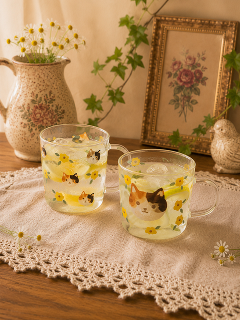 三花貓玻璃杯