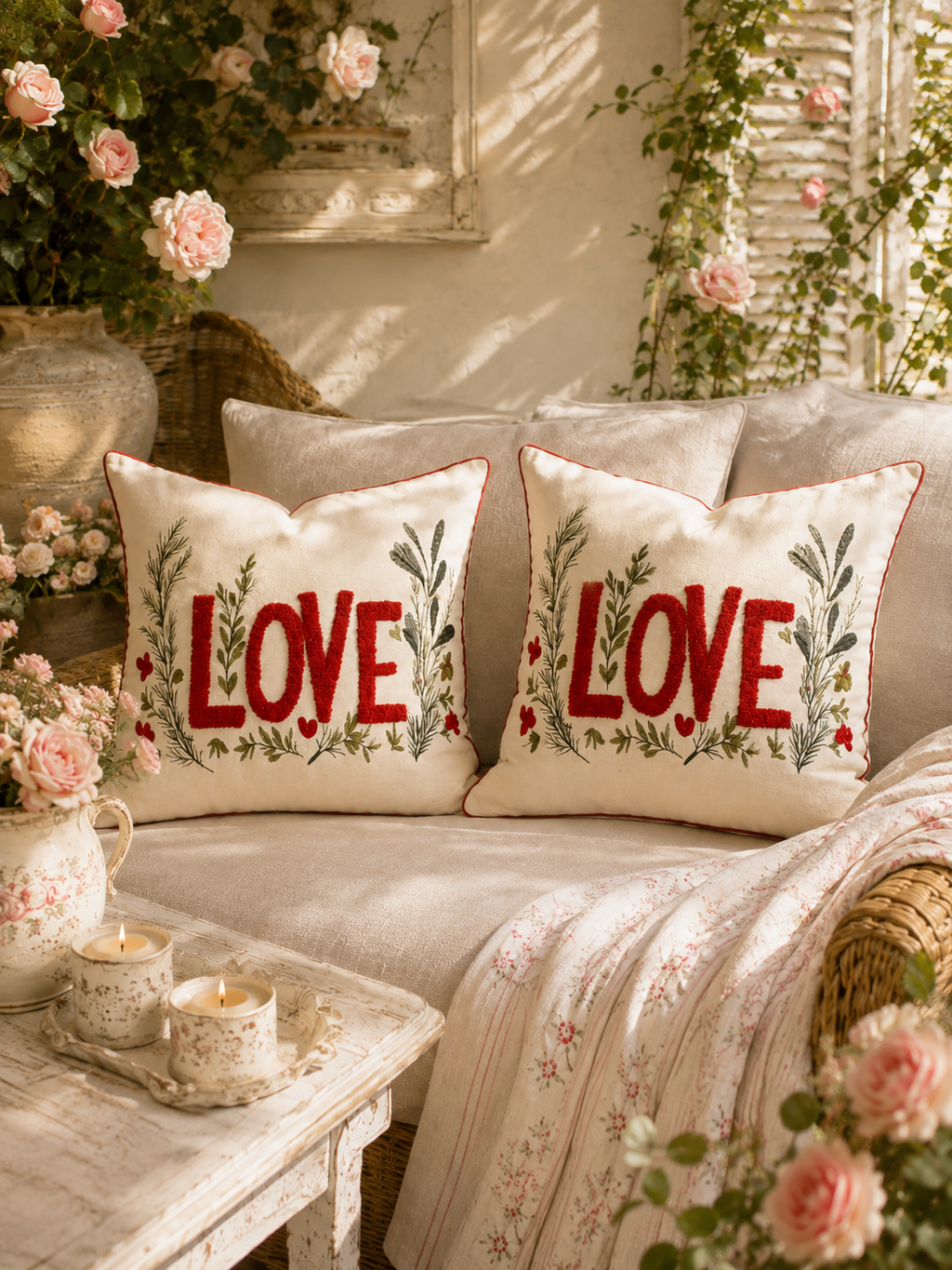 LOVE愛心刺繡抱枕
