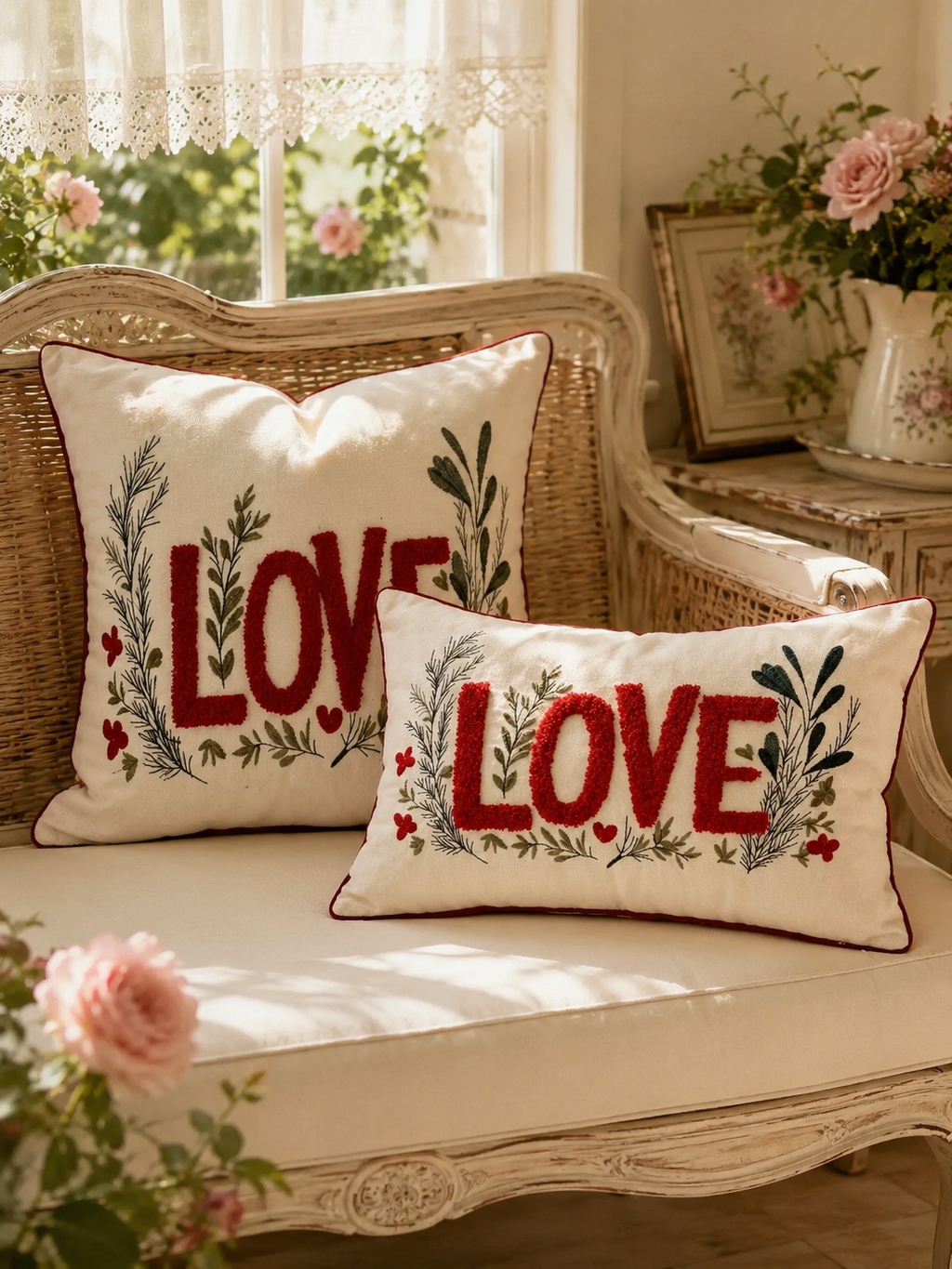 LOVE愛心刺繡抱枕