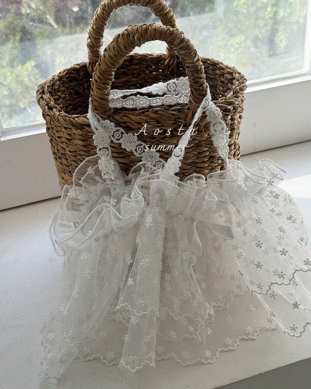 레이스 끈 뷔스티에 화이트리본 9