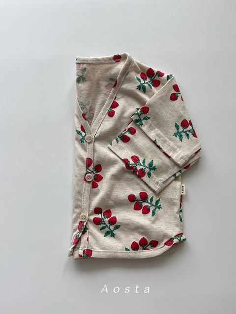 린넨가디건 딸기