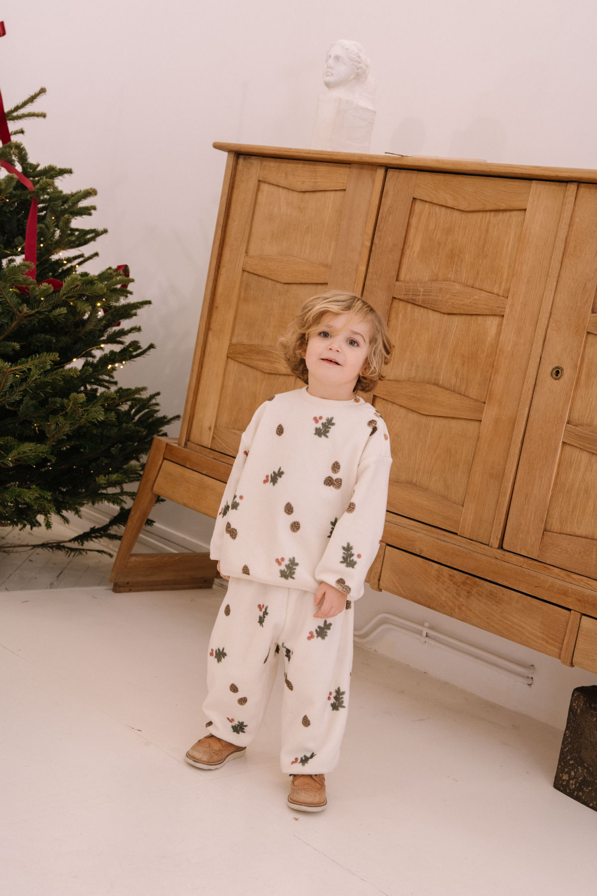 SWEATSHIRT OURS POLAR ECRU SAPIN + PANTALON PORGY POLAR ECRU SAPIN-1
