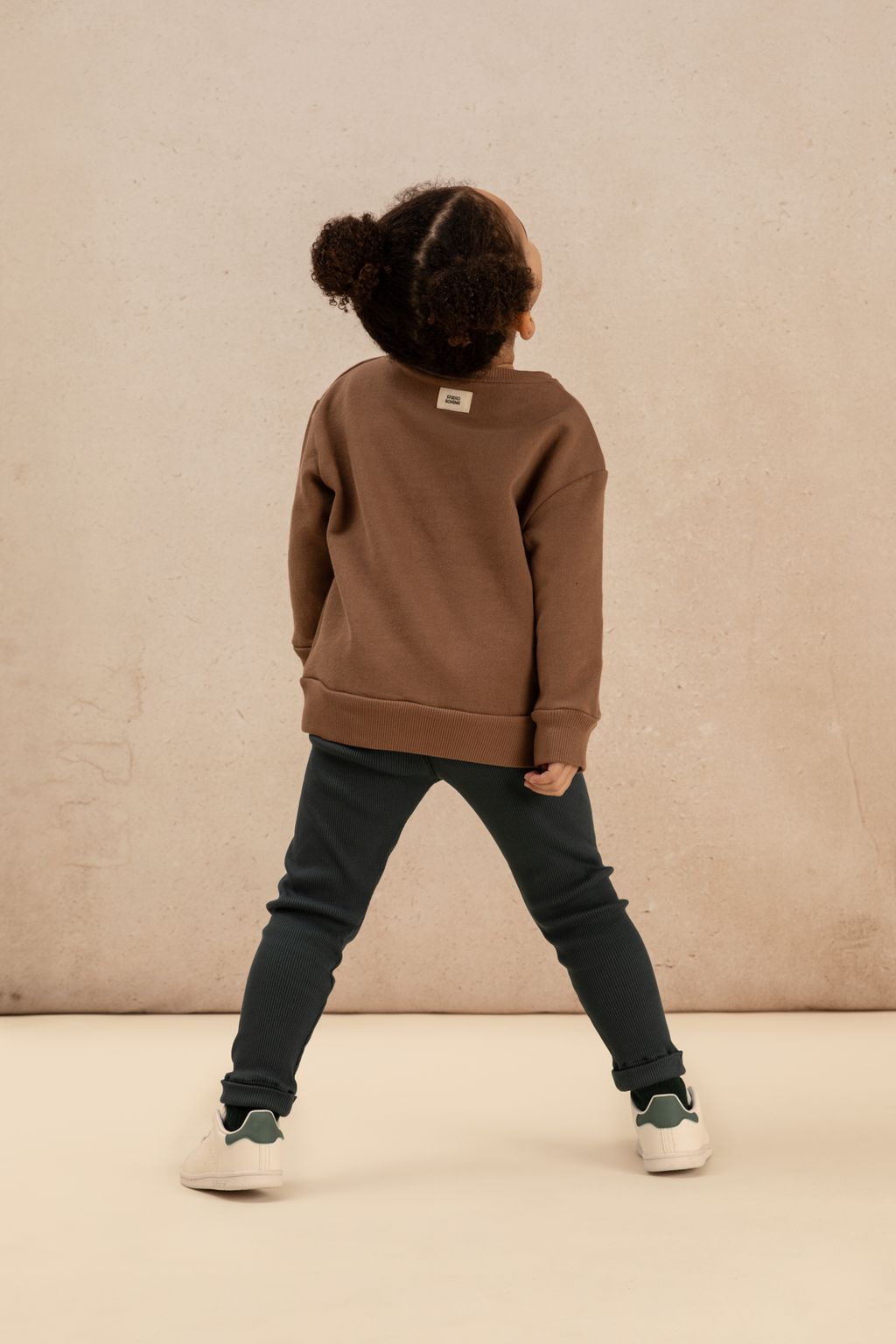 SWEATSHIRT BART CHOCOLAT OURS + LEGGINGS ROM POM BLEU DENIM-2