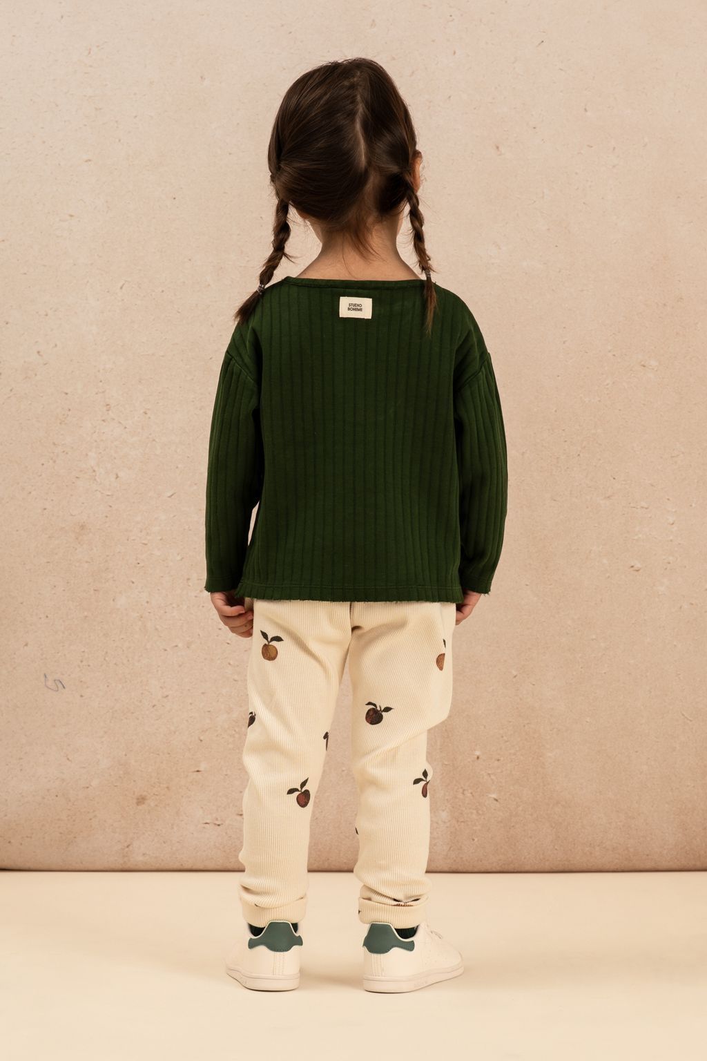 TSHIRT ORSO VERT FORET + LEGGINGS ROM POM ECRU POMMES-2