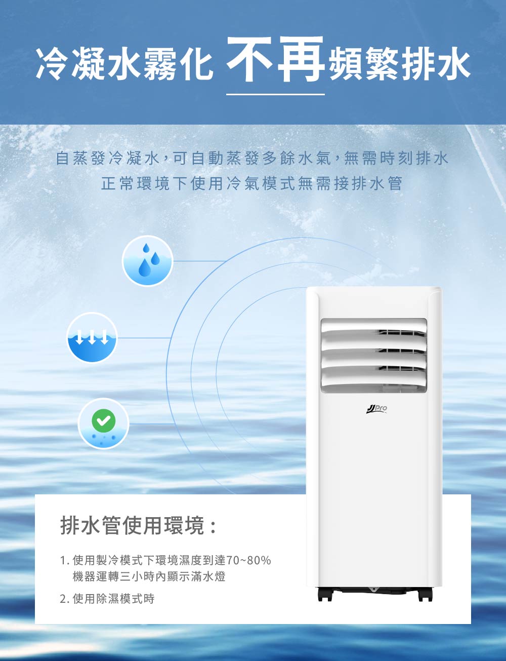 JPAC08 冷凝水霧化設計，減少排水困擾使用更省心