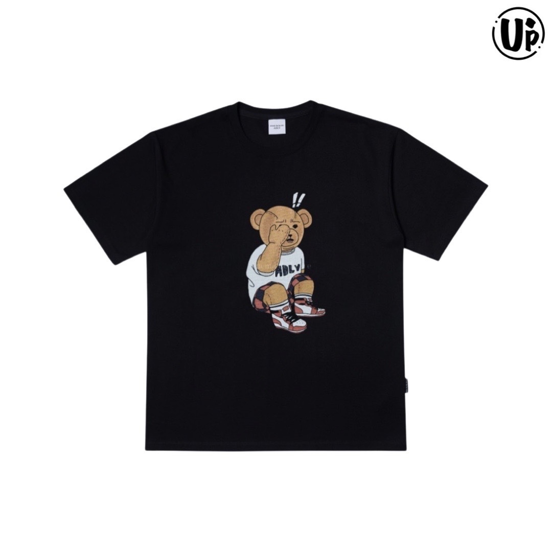 [acmé de la vie] Check Pants Bear Short Sleeve T-shirt(BLACK)