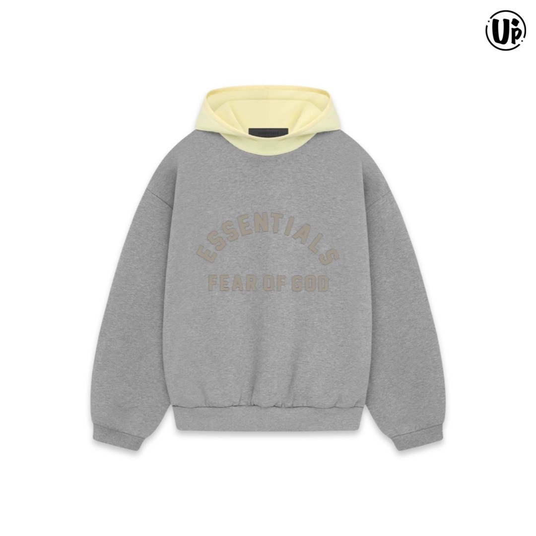 Fear of God Essentials Nylon Fleece Hoodie (Dark Heather Oatmeal/Garden Yellow)202SP244311F
