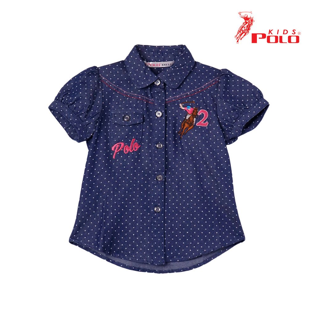 Polo Kids Girl Polka Dot Collar Denim Blouse 03-101594 – PTG Global