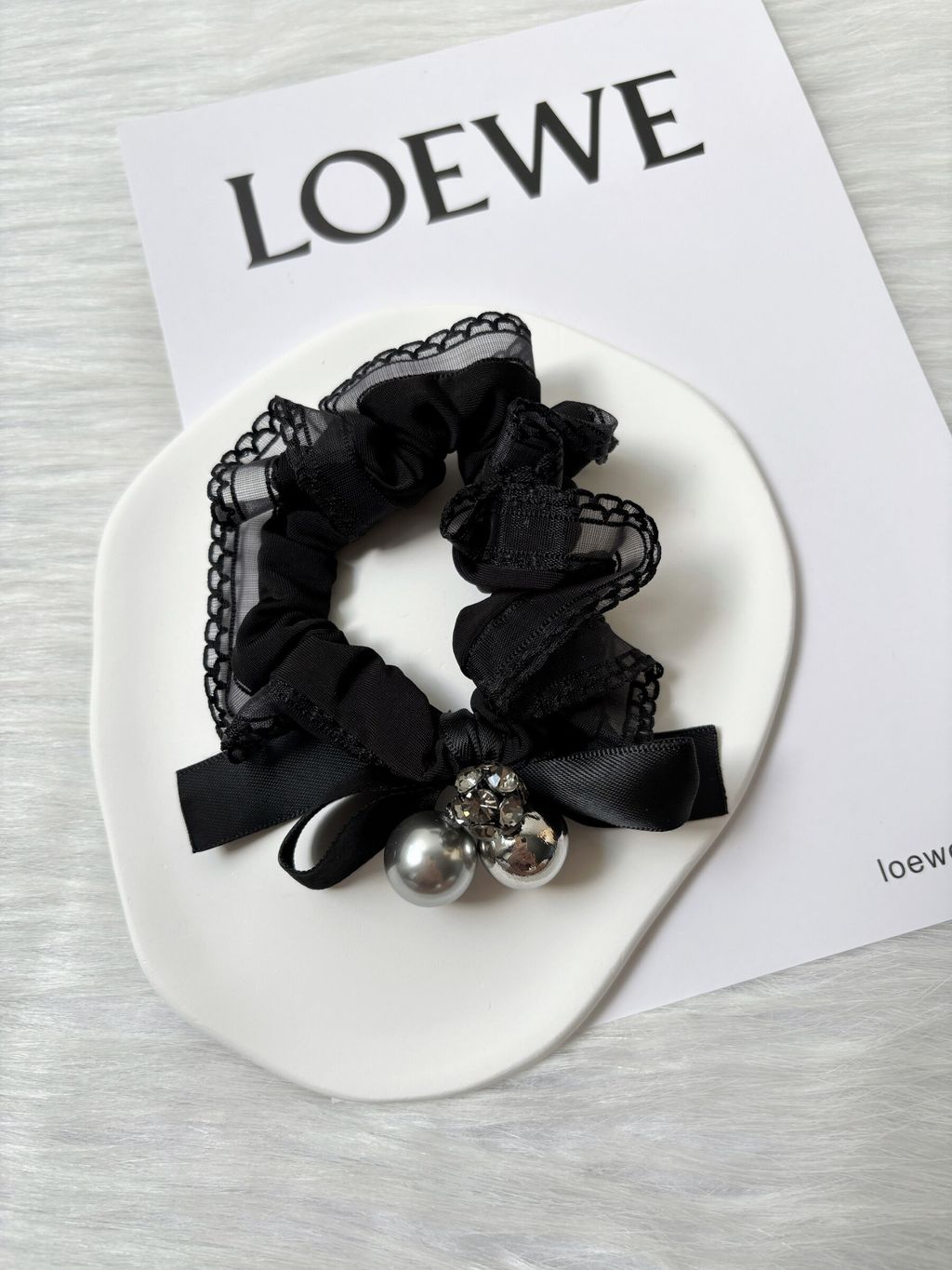 korean style scrunchy with lace trimming