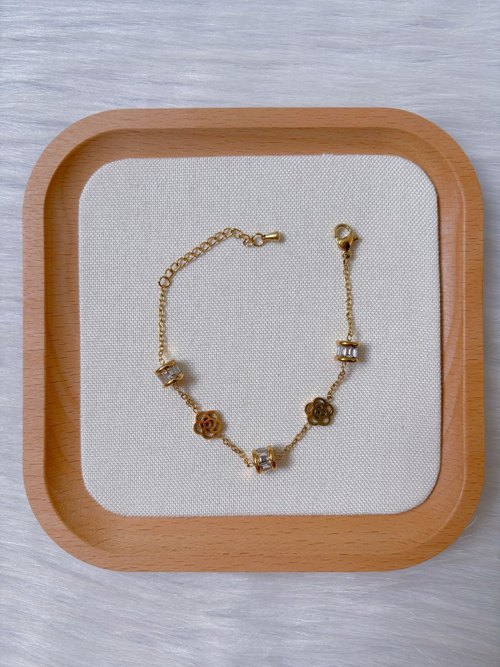 camellia charm stainless steel bracelet