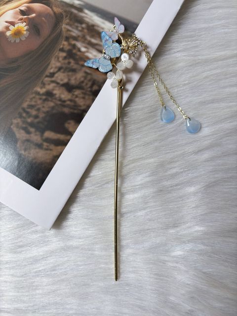 acrylic butterfly hair bun stick