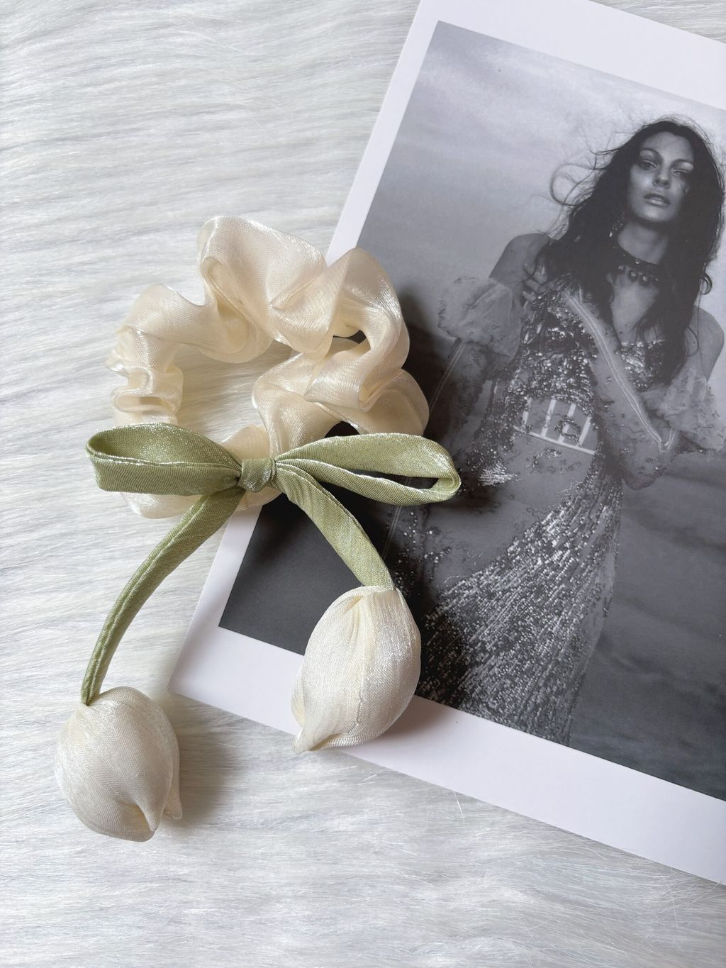 korean style slight shimmer scrunchy