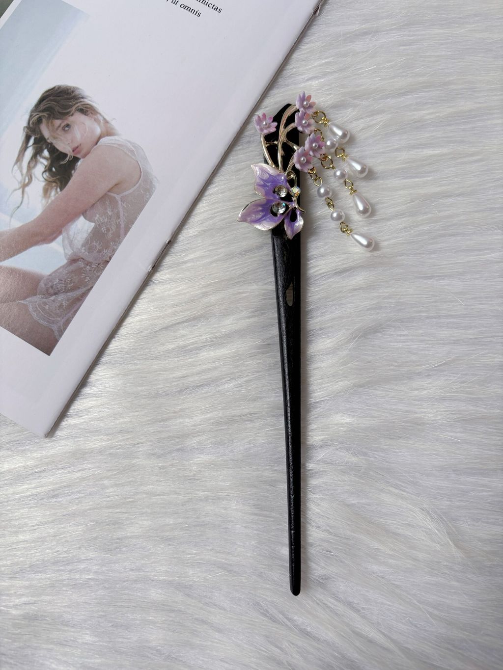 oil drop butterfly hair bun stick