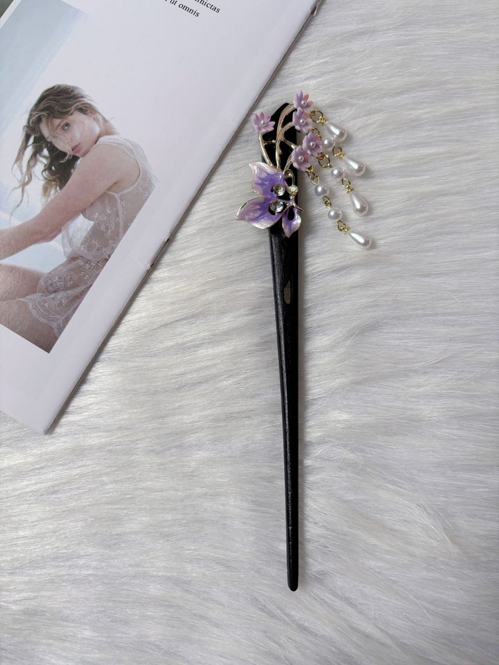 oil drop butterfly hair bun stick