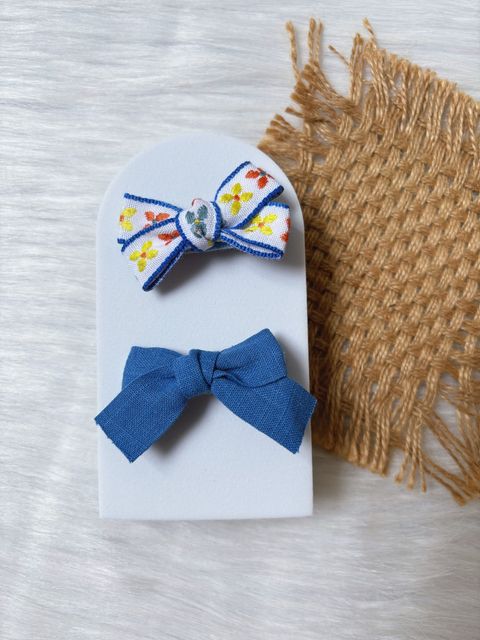 blue theme ribbon duck clip (2 in 1 set)