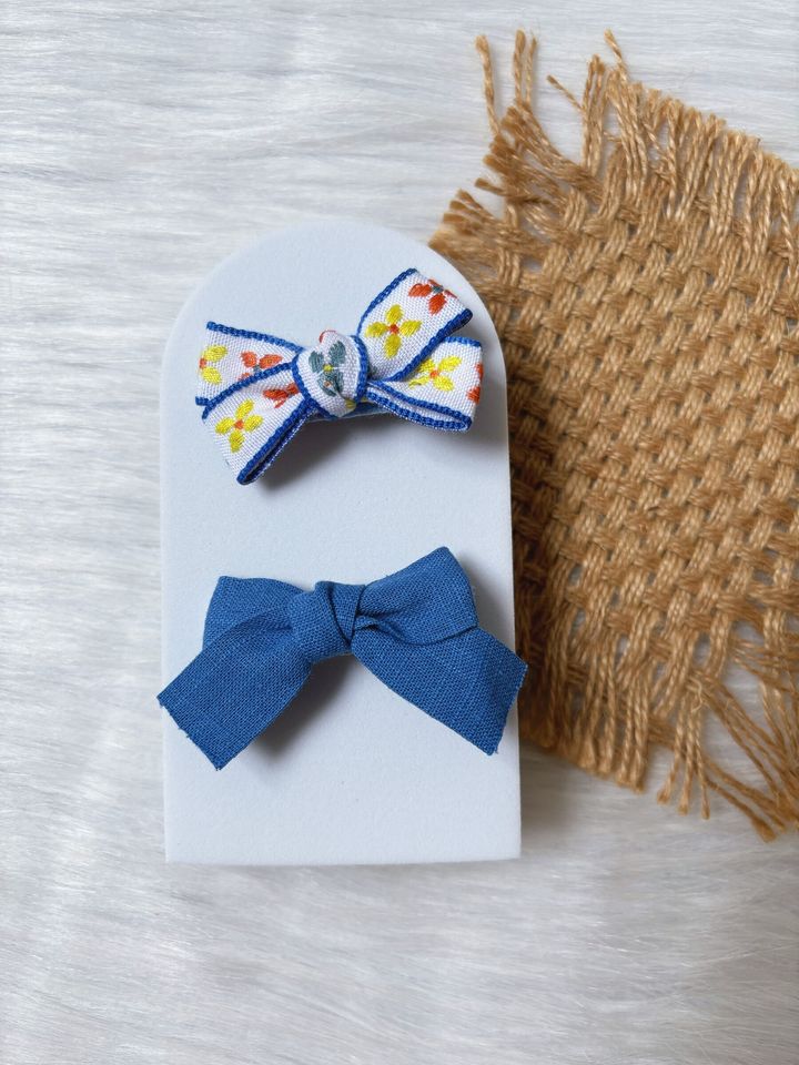 blue theme ribbon duck clip (2 in 1 set)