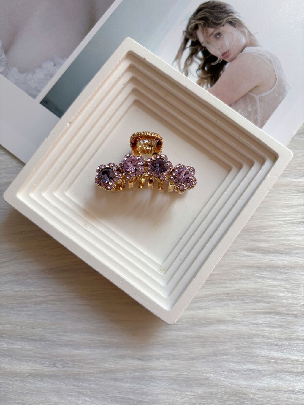 14K gold plated K9 crystal claw clip (3cm)