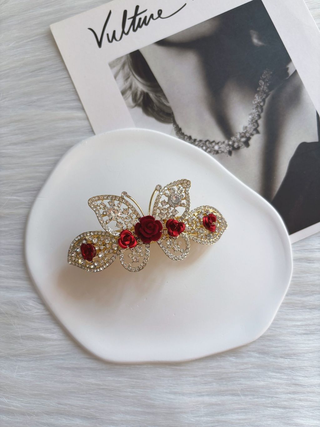crystal butterfly spring clip (7cm)