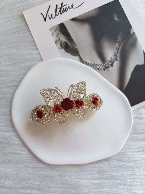 crystal butterfly spring clip (7cm)