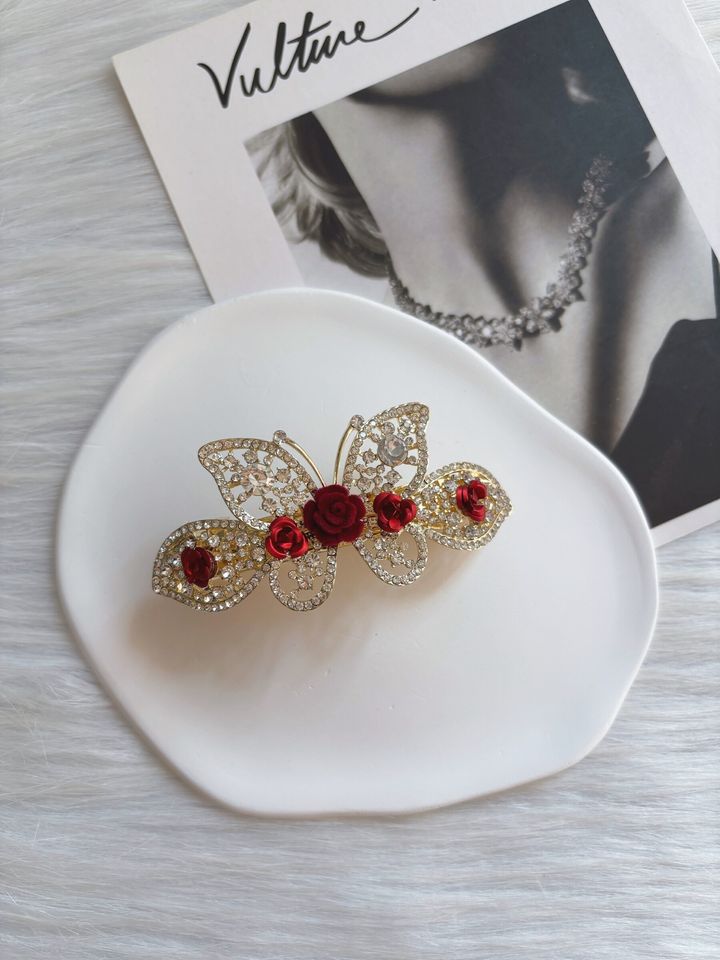 crystal butterfly spring clip (7cm)