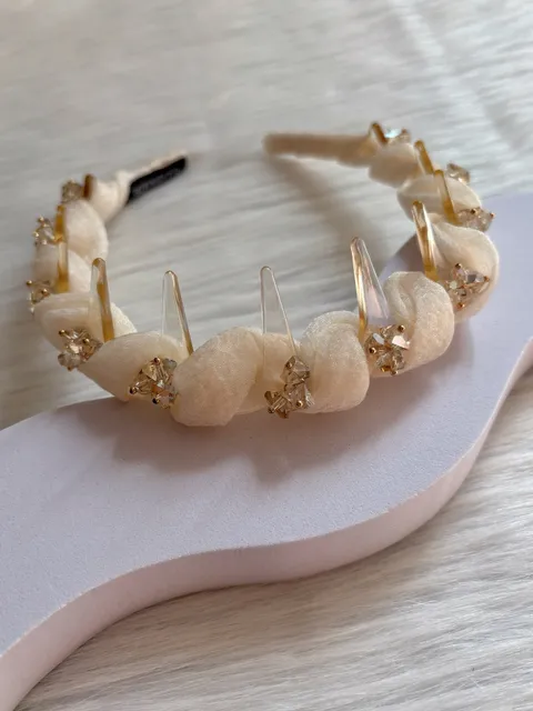 organza crystal headband