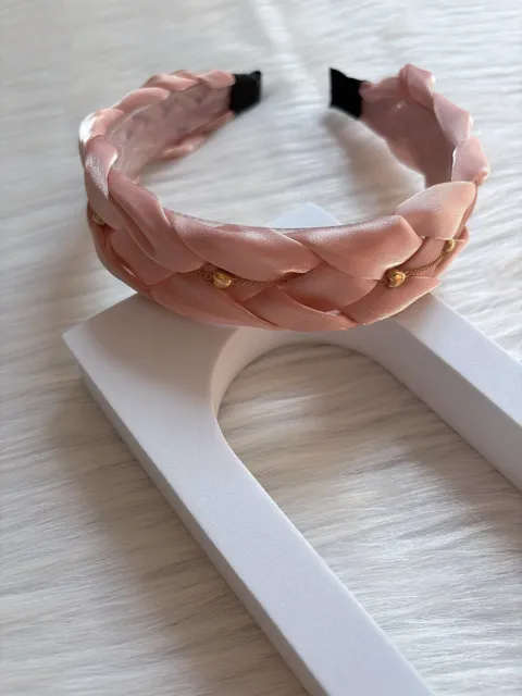 shimmer braid headband with heart chain