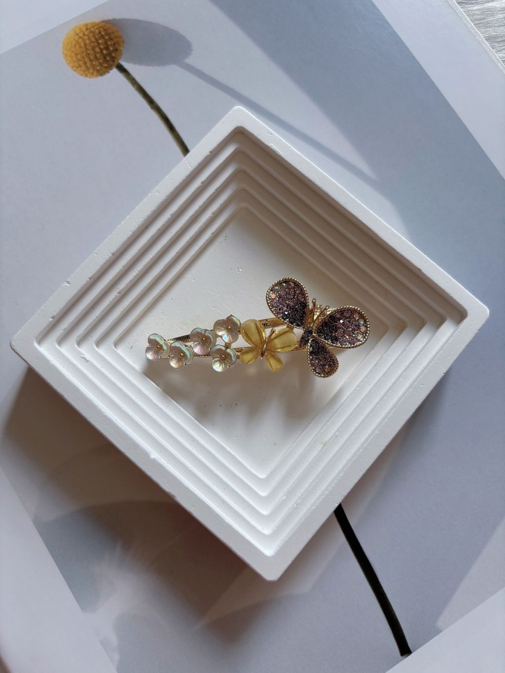 liuli butterfly mix shell flower duck clip