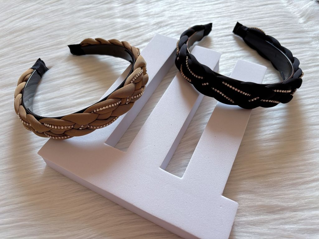 braided headband with crystal