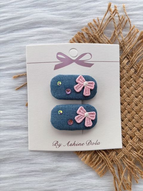 denim theme bb clip (1pair)