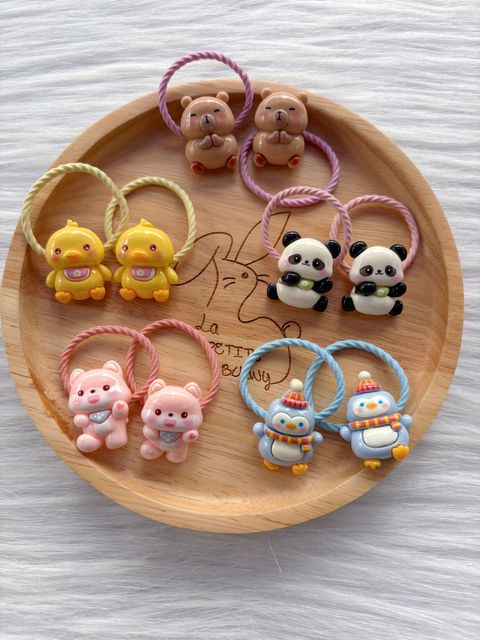 3D cute ornaments hair tie (bundle set of 5pairs )