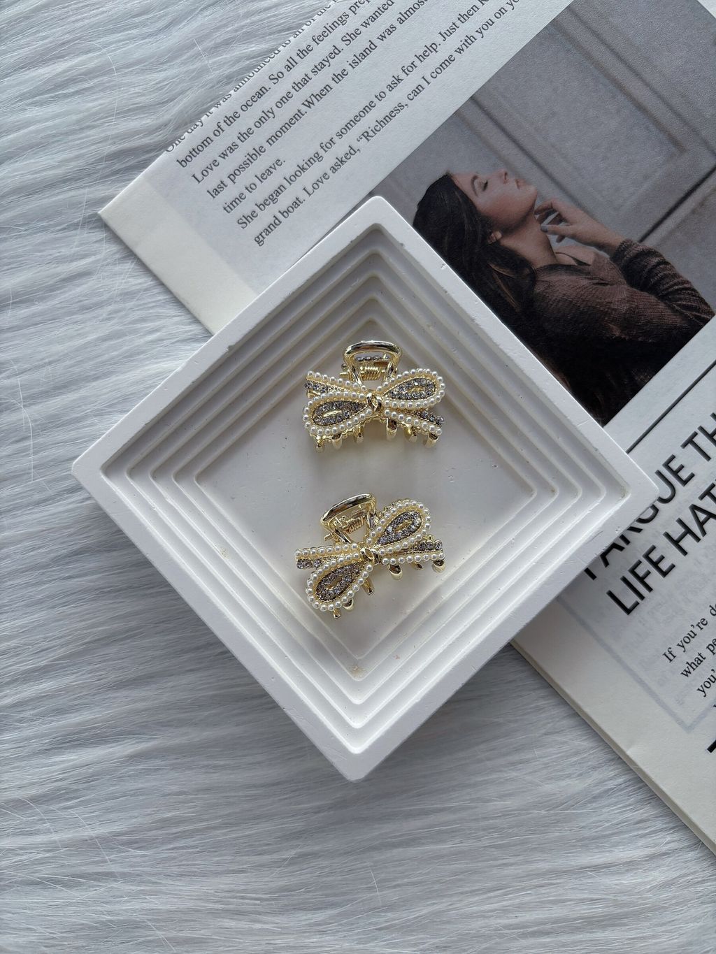ribbon theme claw clip (2.5cm)(1pair)