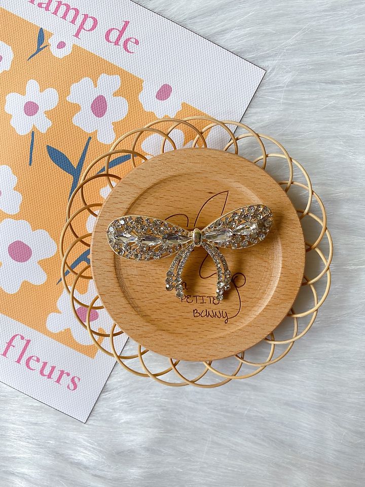 handmade crystal ribbon small spring clip (4.5cm)