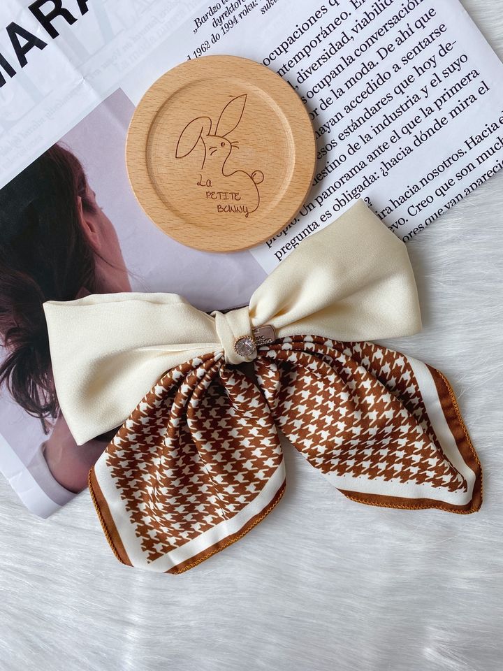 houndstooth print spring clip (10cm)